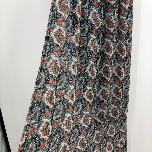 Daniel Rainn paisley navy  coral halter boho maxi dress Medium - Picture 10 of 14
